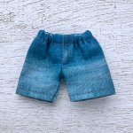 画像1: ユーズドデニム風ショートパンツ 【濃いめのブルー】 (1)