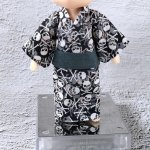 画像3: 【値下品】手縫いの浴衣【スカル/ブラック】 (3)