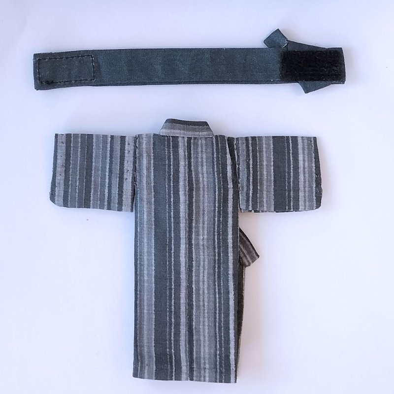 画像3: 【アウトレット値下品】手縫いの浴衣【縞/墨】 (3)