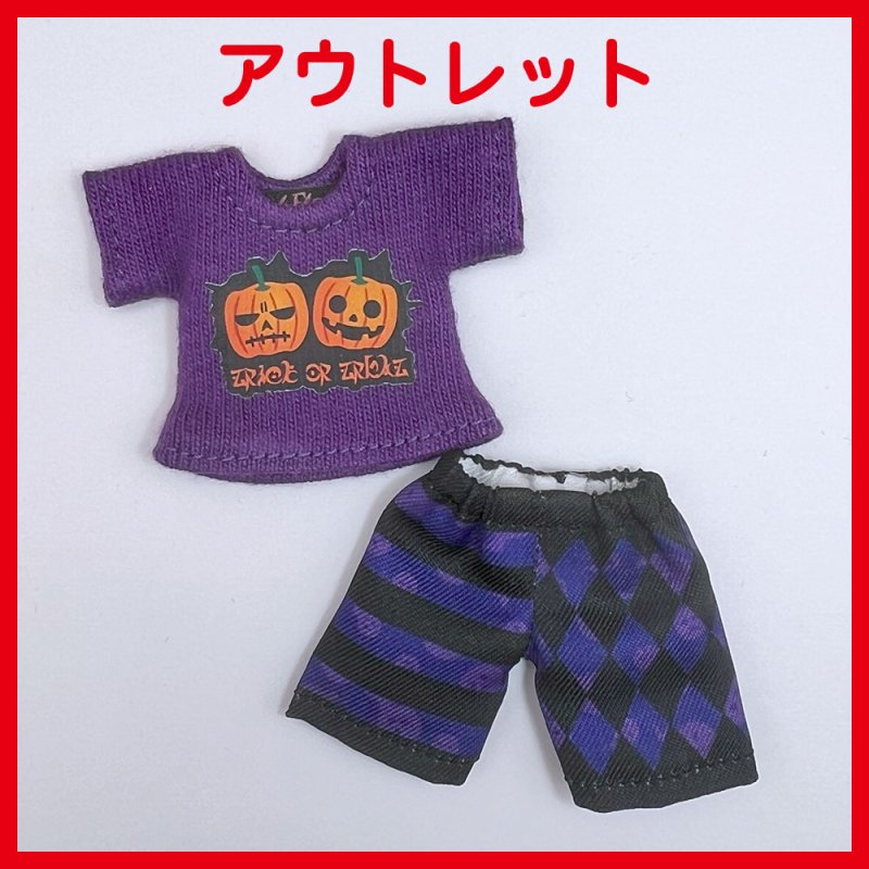 画像1: 【アウトレット】ハロウィンTシャツと短パンのセット/パープル (1)
